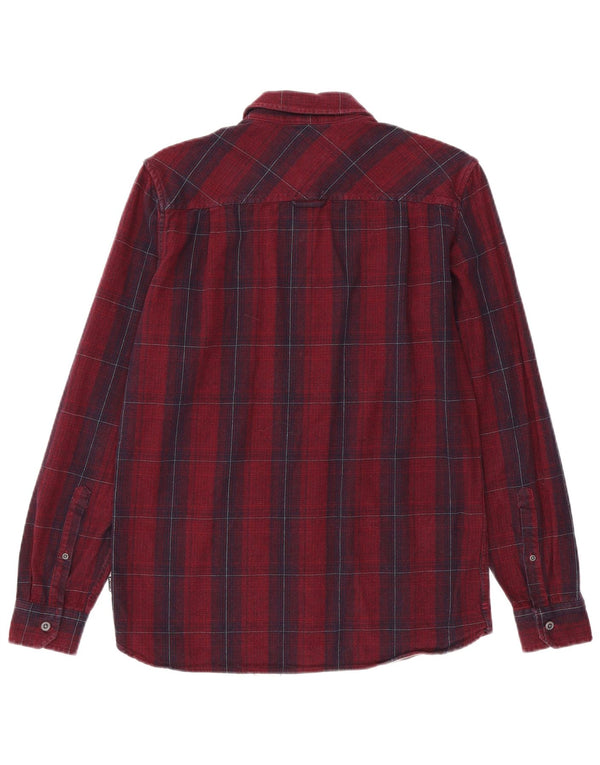 Hurley Mens Classic Fit Flannel Shirt Small Maroon Check Cotton
