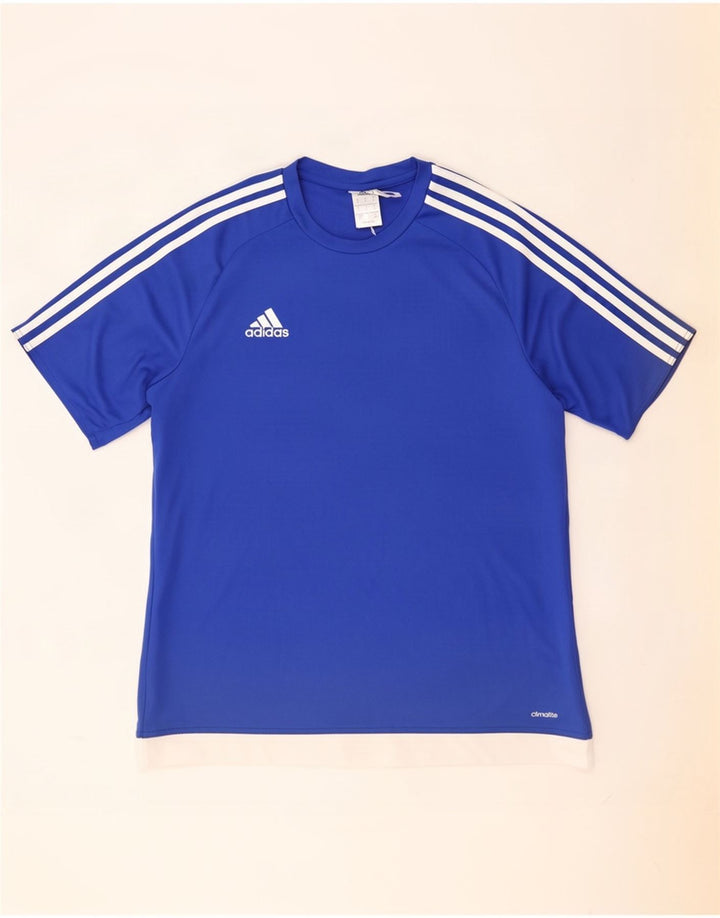 Adidas Mens Climalite T-Shirt Top Large Blue Colourblock
