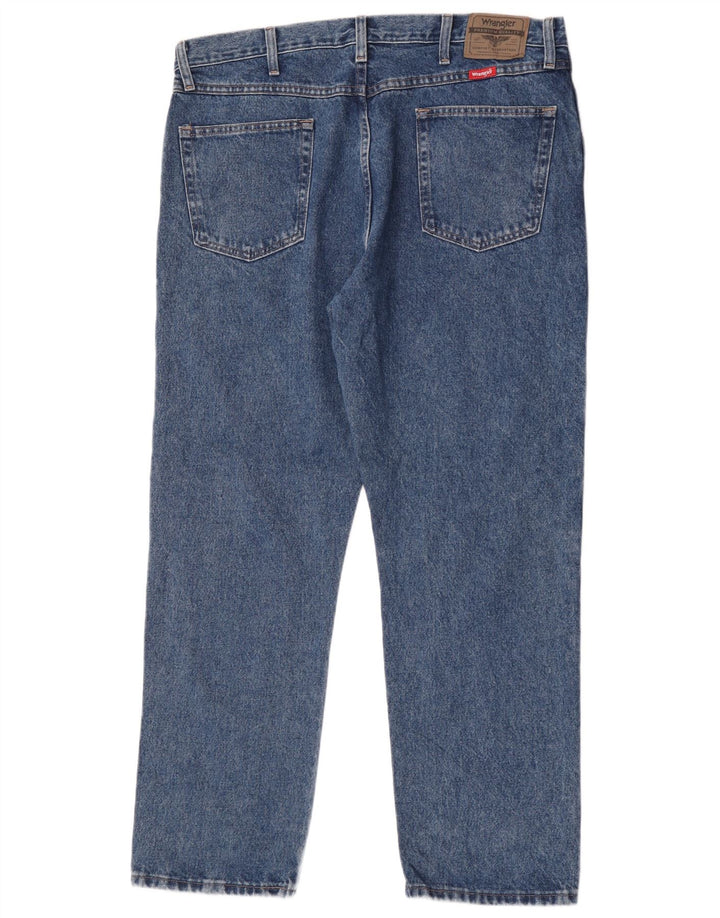 Wrangler Mens Regular Fit Straight Jeans W38 L30 Blue Cotton