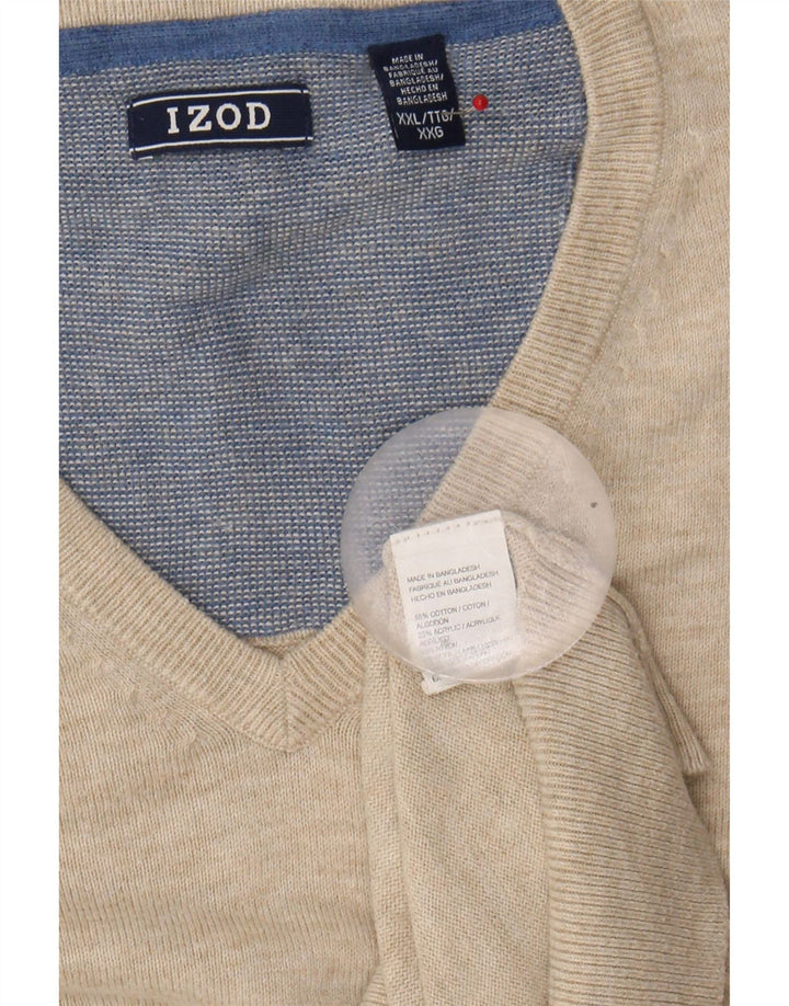 IZOD Mens Vest Tank Top 2XL Beige Cotton Vintage Izod and Second-Hand Izod from Messina Hembry 