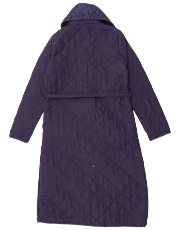Monsoon Womens Quilted Overcoat UK 10 Small Blue Polyester