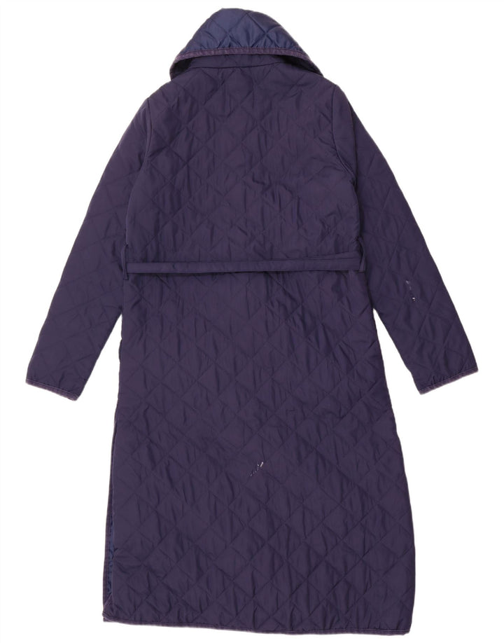 Monsoon Womens Quilted Overcoat UK 10 Small Blue Polyester
