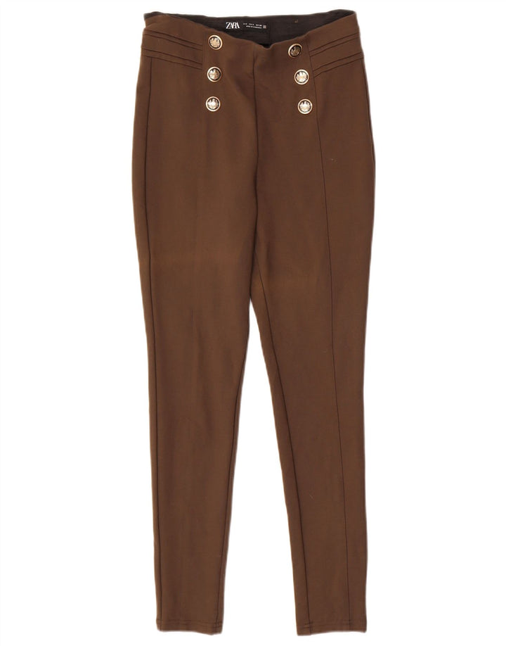 ZARA Womens Legging Trousers Small W26 L27 Brown Viscose