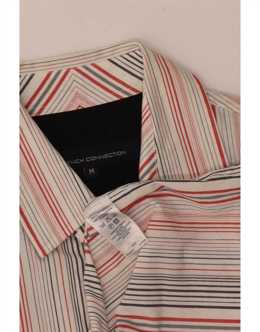 French Connection Mens Shirt Medium White Pinstripe Cotton