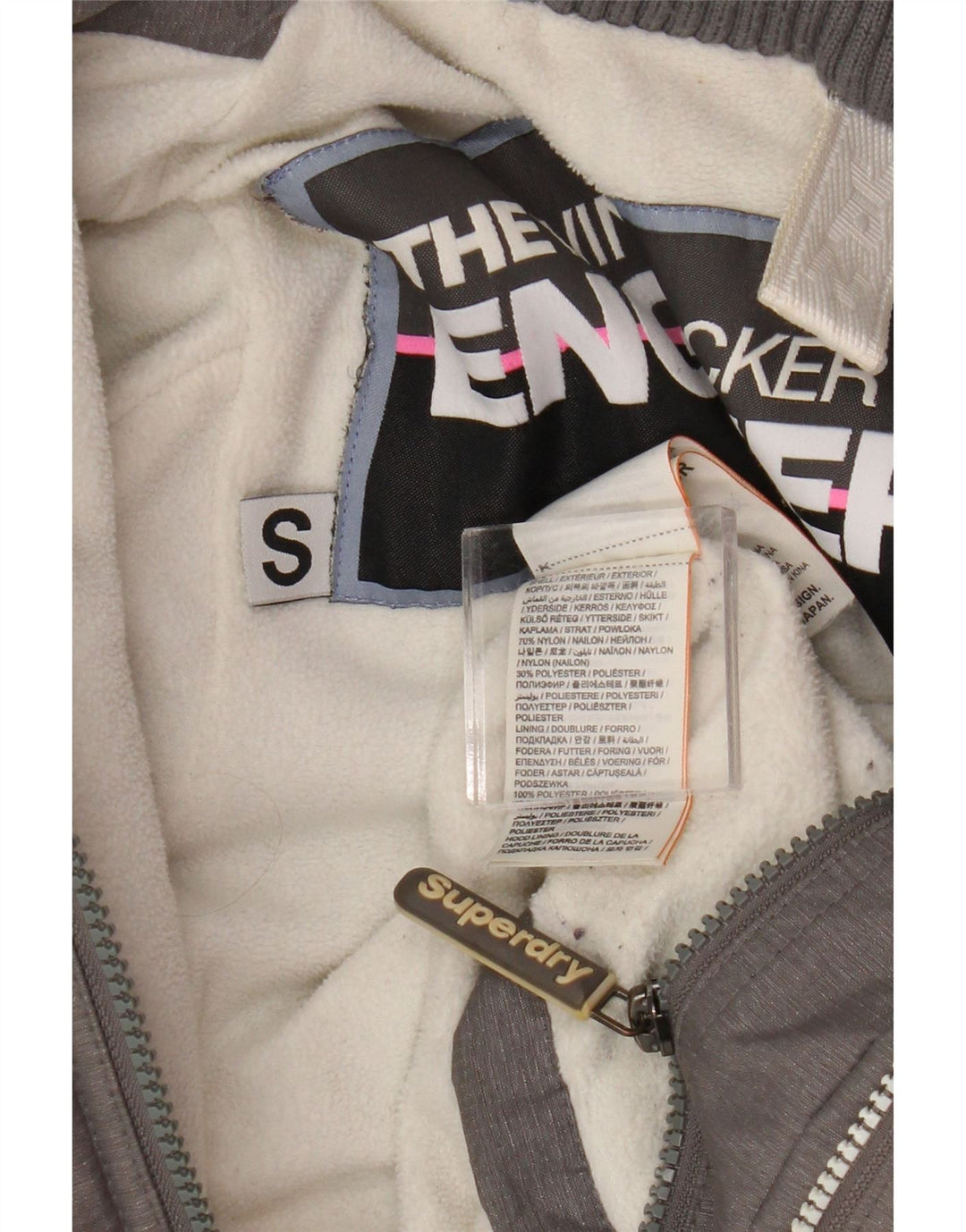 Superdry Womens Windattacker Graphic Windbreaker Jacket UK 10 Small Grey