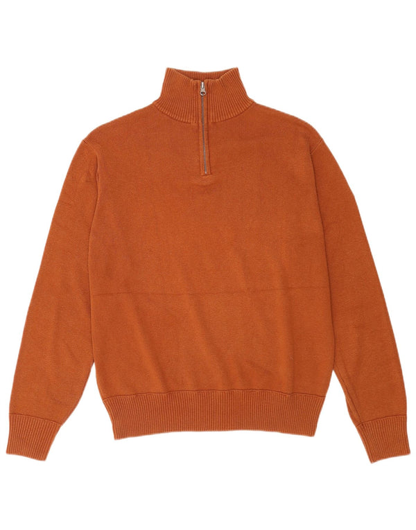 Marina Militare Mens Zip Neck Jumper Sweater Large Brown Cotton