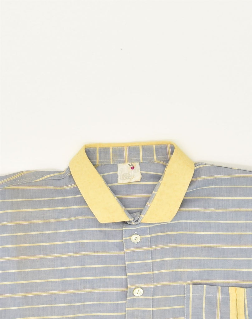 LAEF Mens Short Sleeve Shirt Medium Grey Striped Cotton | Vintage LAEF | Thrift | Second-Hand LAEF | Used Clothing | Messina Hembry 