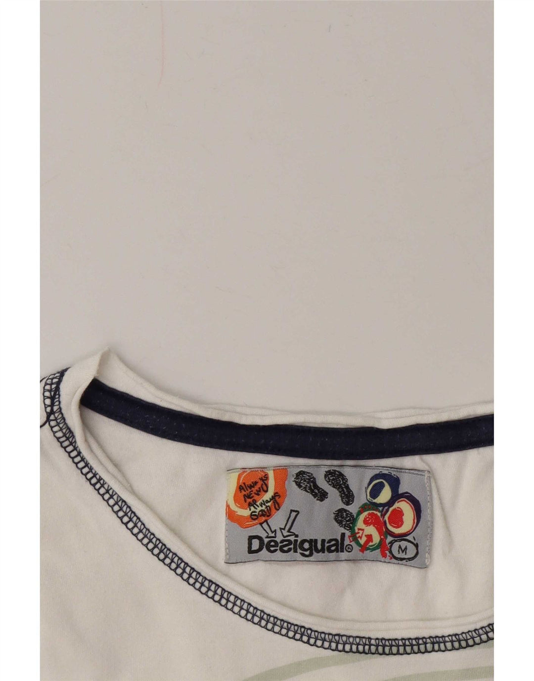 Desigual Womens Graphic T-Shirt Top UK 14 Medium White