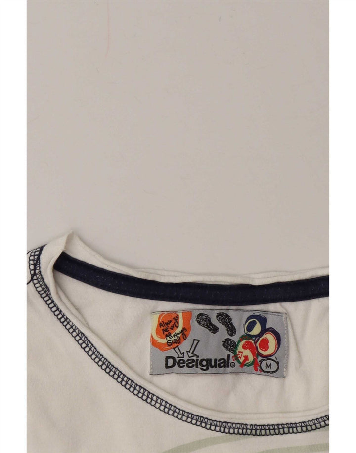 Desigual Womens Graphic T-Shirt Top UK 14 Medium White