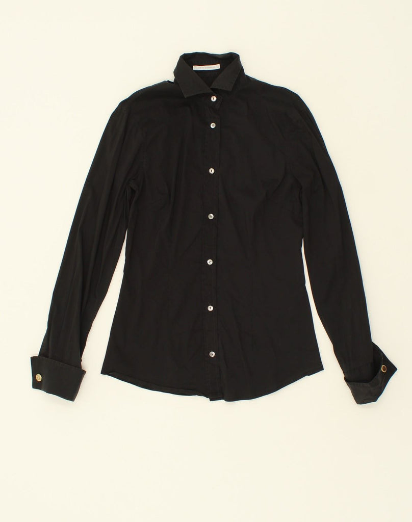 DANIELE ALESSANDRINI Womens Shirt UK 12 Medium Black Cotton | Vintage Daniele Alessandrini | Thrift | Second-Hand Daniele Alessandrini | Used Clothing | Messina Hembry 