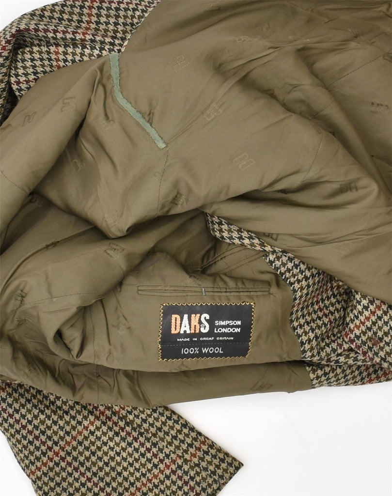 DAKS Mens 3 Button Blazer Jacket UK 42 XL Green Houndstooth Wool | Vintage DAKS | Thrift | Second-Hand DAKS | Used Clothing | Messina Hembry 