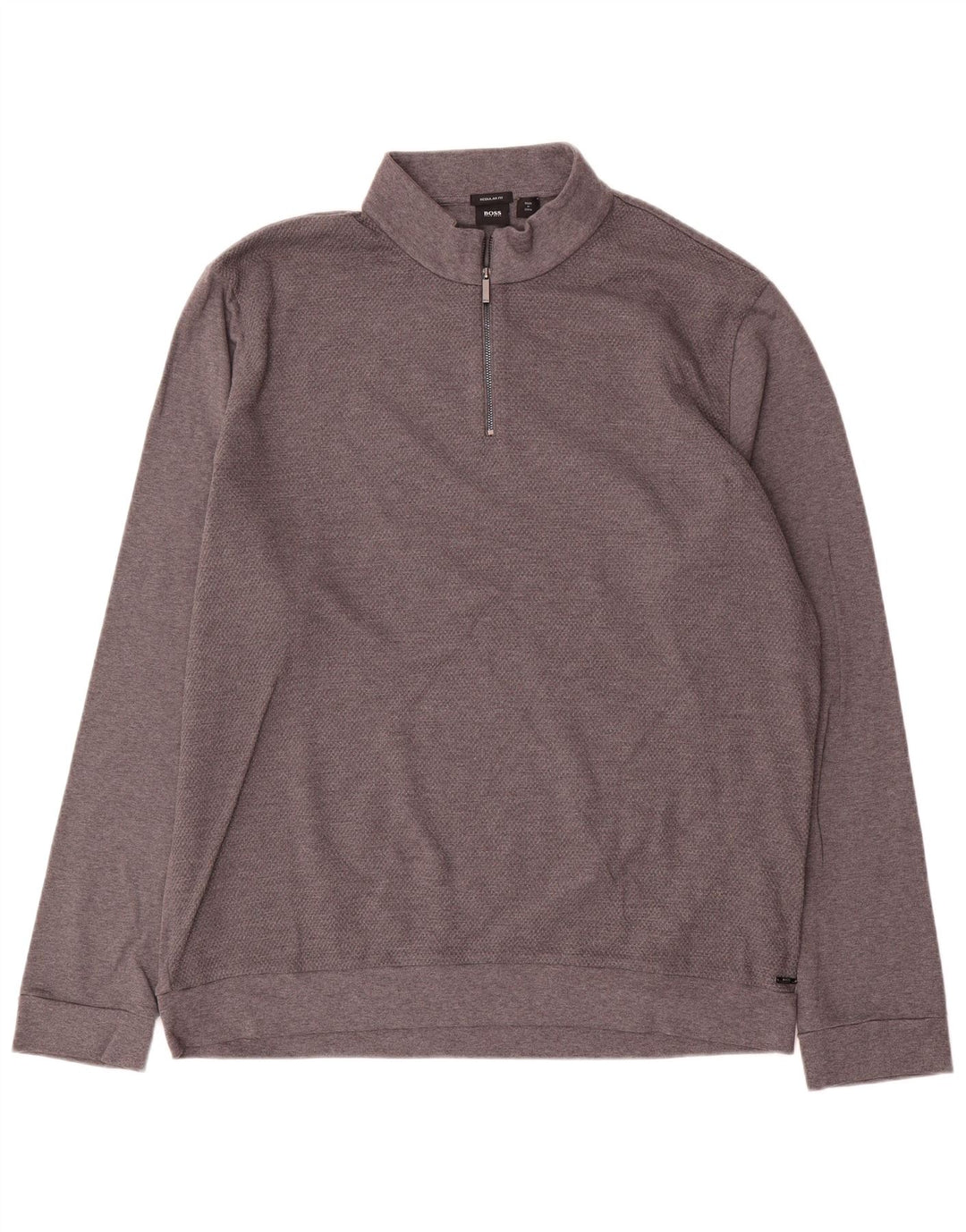 Hugo Boss Mens Zip Neck Regular Fit Sweatshirt Jumper 2XL Grey Cotton