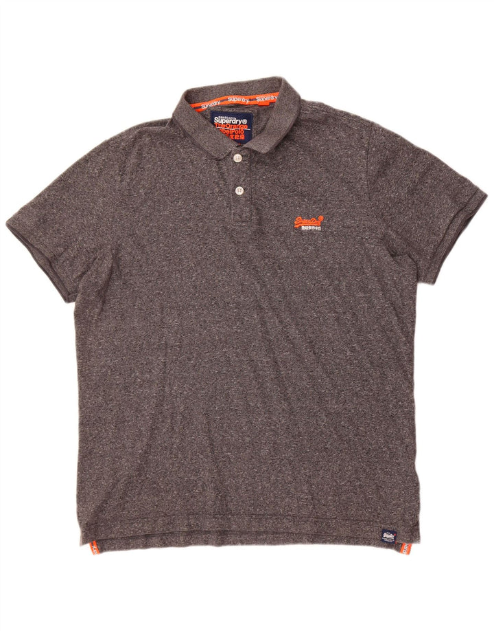 Superdry Mens Polo Shirt 3XL Grey Flecked Cotton