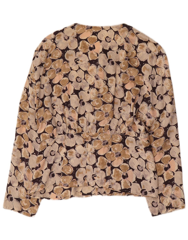 Vintage Womens Shirt Blouse UK 16 Large Beige Floral