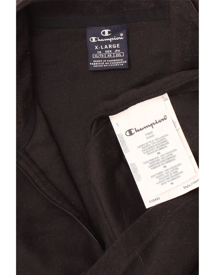 CHAMPION Mens Zip Neck Fleece Jumper XL Black Polyester