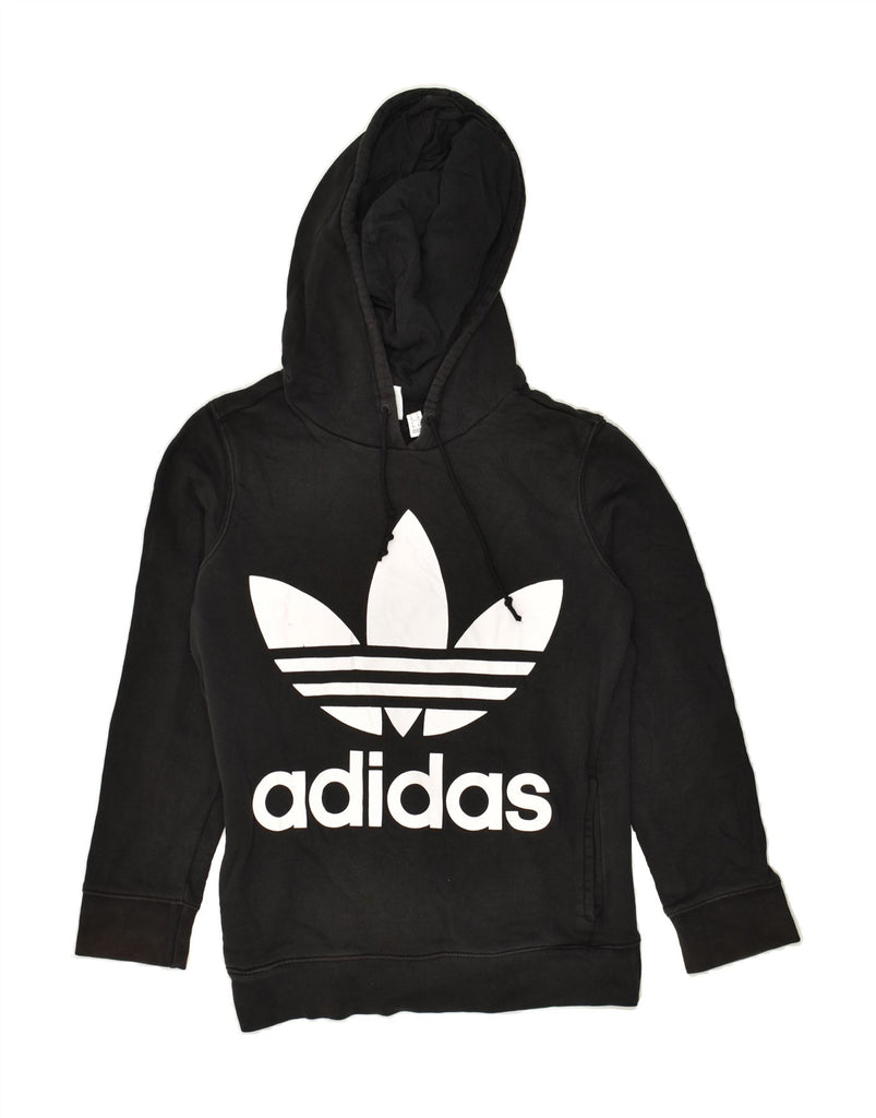 ADIDAS Womens Graphic Hoodie Jumper UK 10 Small Black Cotton | Vintage Adidas | Thrift | Second-Hand Adidas | Used Clothing | Messina Hembry 