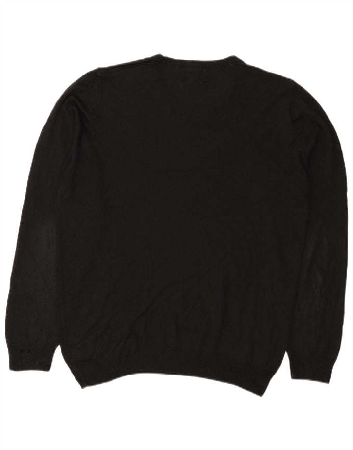 Marks & Spencer Mens V-Neck Jumper Sweater Large Black Acrylic
