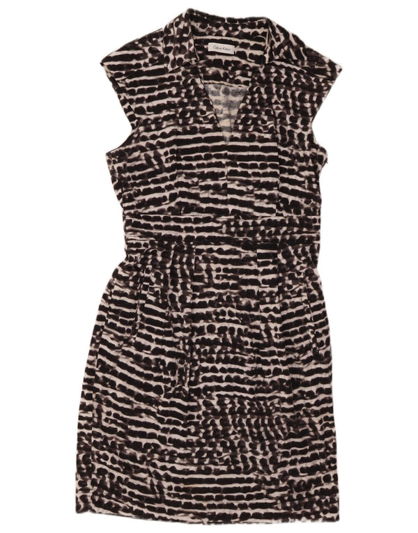 CALVIN KLEIN Womens Sleeveless Sheath Dress UK 10 Small Black Flecked