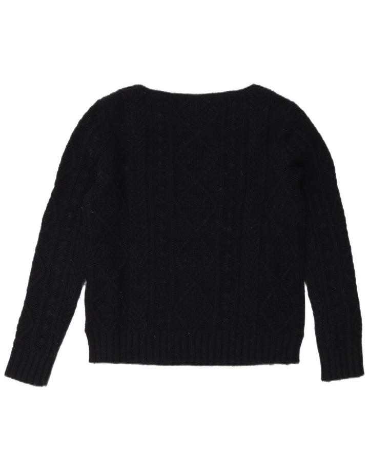 JACK WILLS Womens Oversized Boat Neck Jumper Sweater UK 10 Small Navy Blue