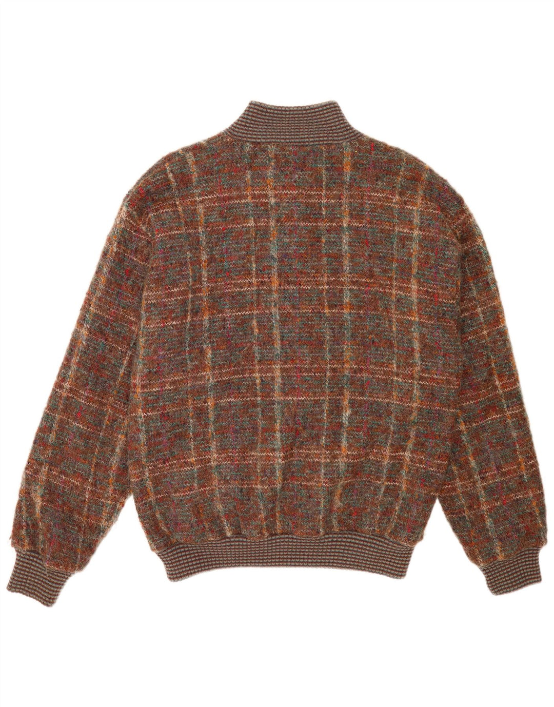 Vintage Mens Knit Bomber Jacket UK 38 Medium Brown Flecked Wool