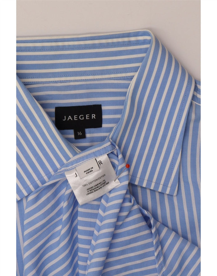 JAEGER Mens Shirt Size 16 Large Blue Striped Cotton