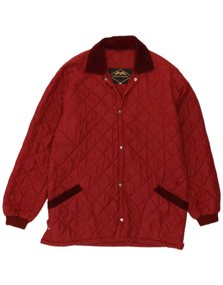 Vintage Mens Quilted Jacket UK 40 Large Burgundy Polyamide