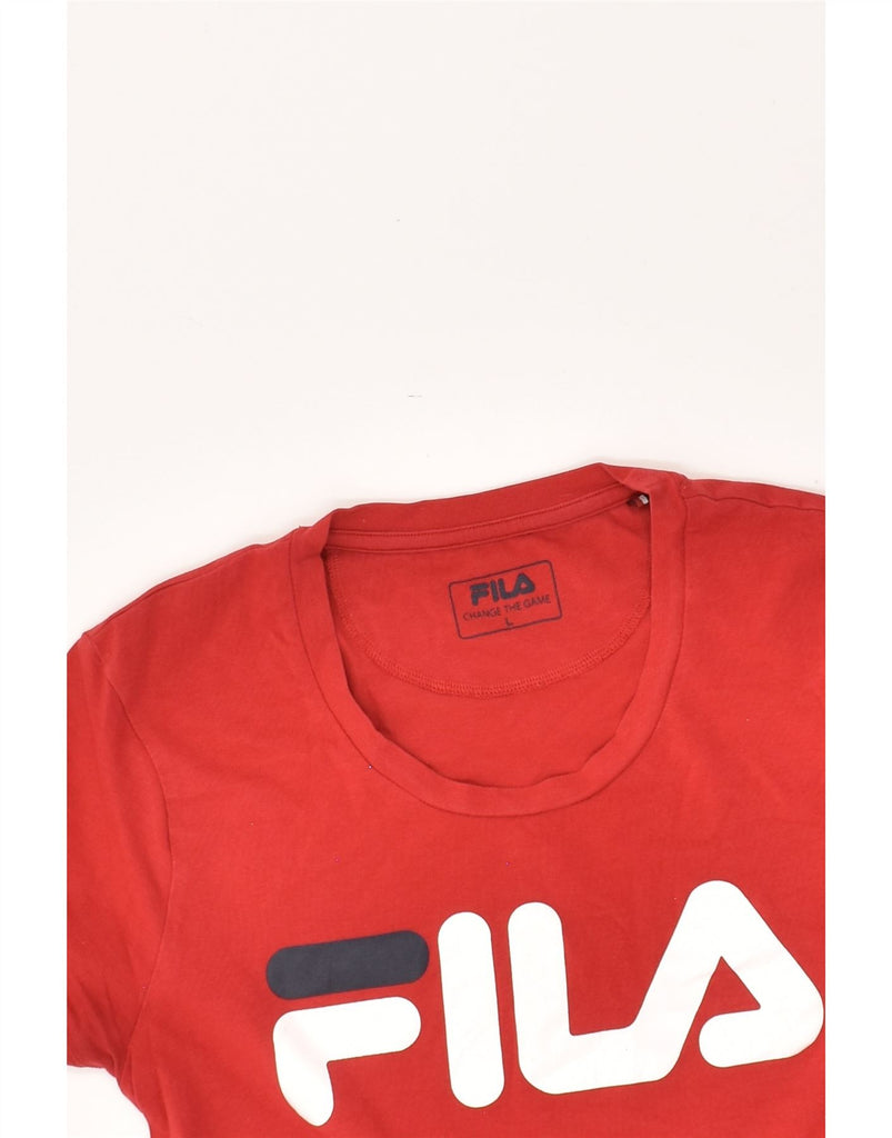 FILA Womens Graphic T-Shirt Top UK 14 Large Red Cotton | Vintage Fila | Thrift | Second-Hand Fila | Used Clothing | Messina Hembry 