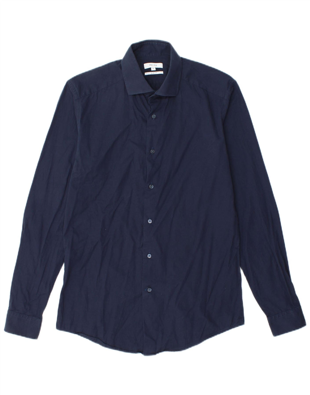 REISS Mens Slim Fit Shirt Small Navy Blue Cotton