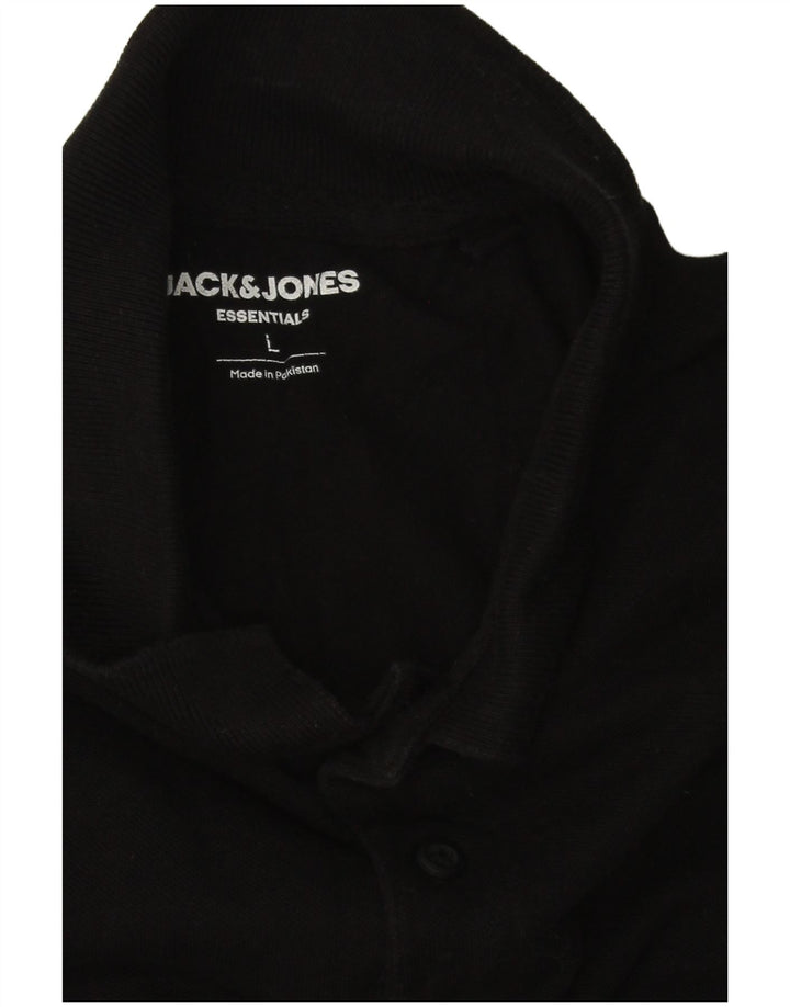 Jack & Jones Mens Polo Shirt Large Black Cotton