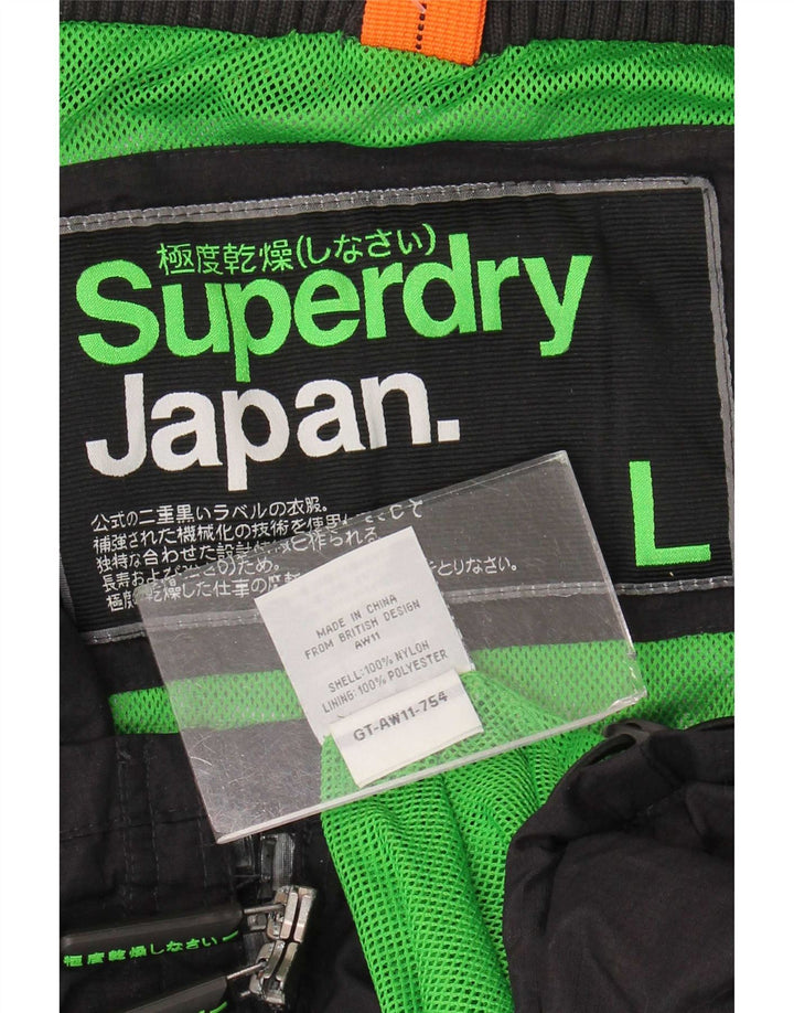 Superdry Mens Rain Jacket UK 40 Large Black Nylon