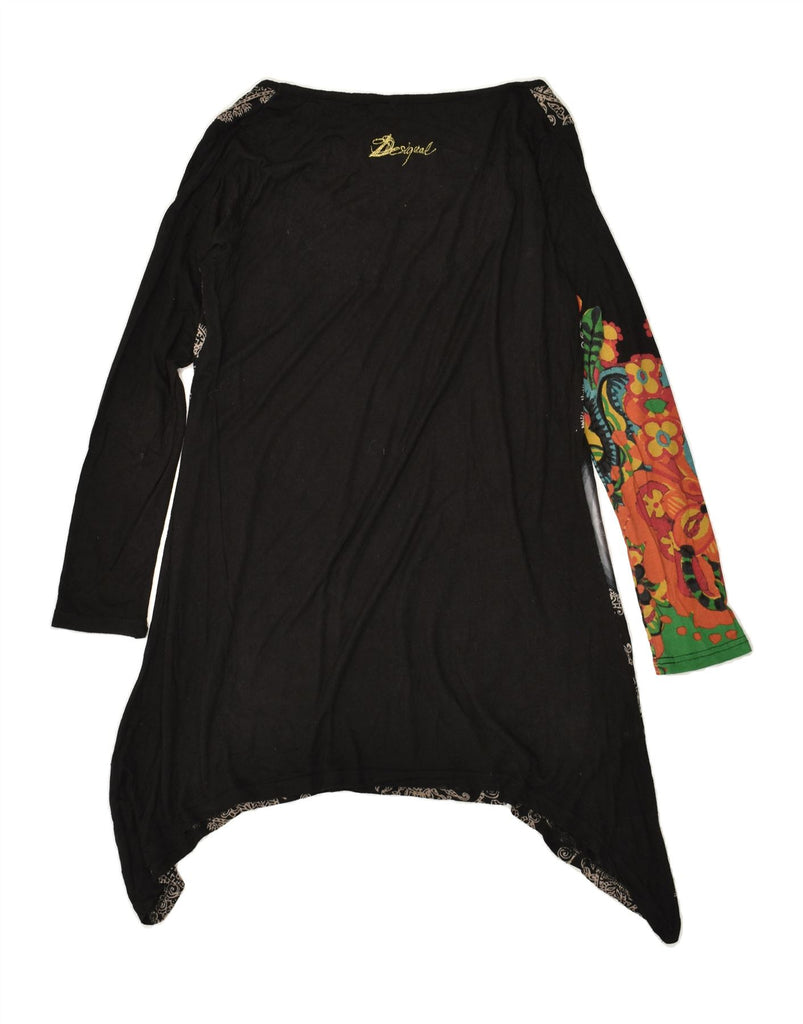 DESIGUAL Womens Tunic Top UK 18 XL Black Floral Viscose | Vintage Desigual | Thrift | Second-Hand Desigual | Used Clothing | Messina Hembry 