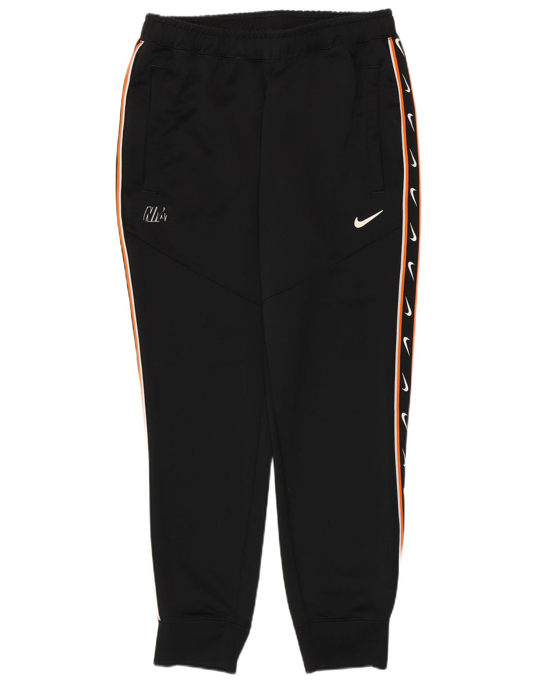 Nike Womens Graphic Tracksuit Trousers Joggers UK 14 Medium Black Polyester