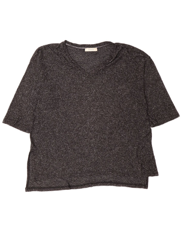 Oasis Womens T-Shirt Top UK 14 Medium Grey Flecked Viscose