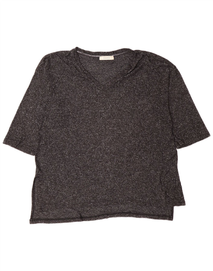Oasis Womens T-Shirt Top UK 14 Medium Grey Flecked Viscose