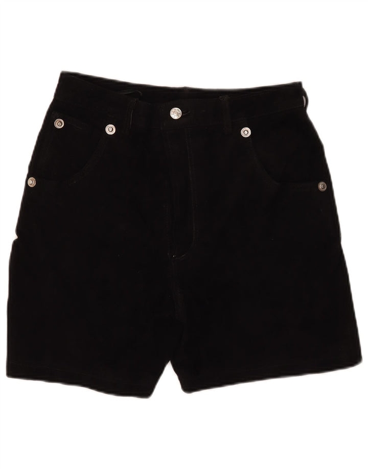 Vintage Womens Suede Casual Shorts W30 Medium Black Leather