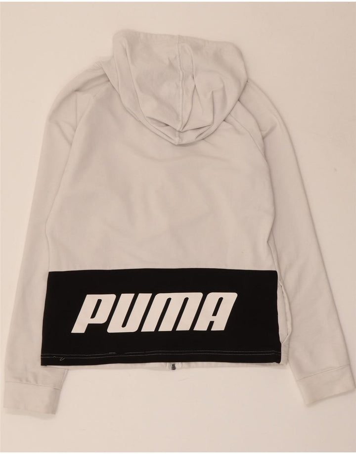 PUMA Womens Graphic Zip Hoodie Sweater UK 10 Small White Colourblock