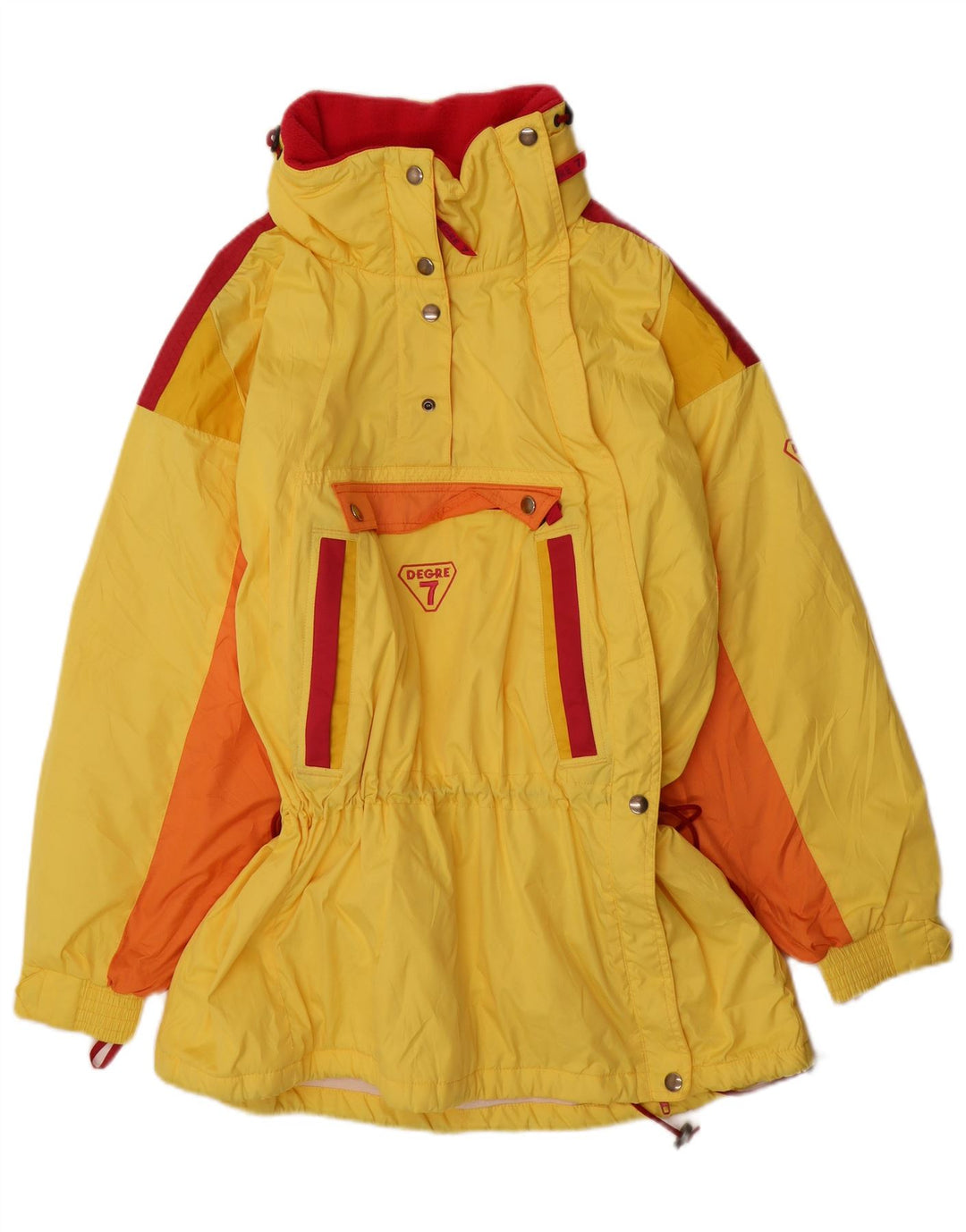 Degre 7 Womens Hooded Anorak Ski Jacket UK 12 Medium Yellow Colourblock