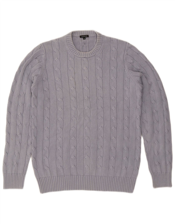 Jaeger Mens Crew Neck Jumper Sweater Medium Grey Cotton