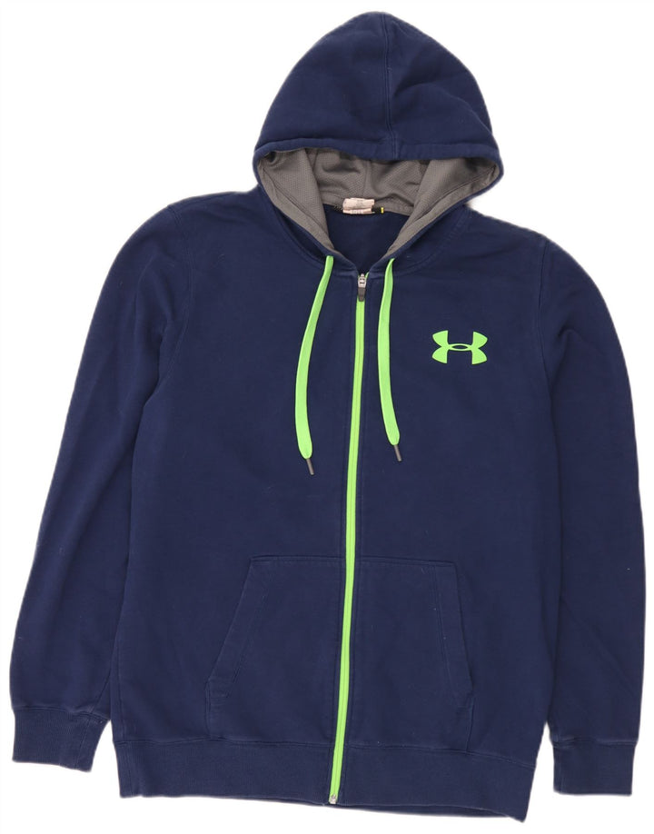 Under Armour Mens Zip Hoodie Sweater Large Blue Cotton