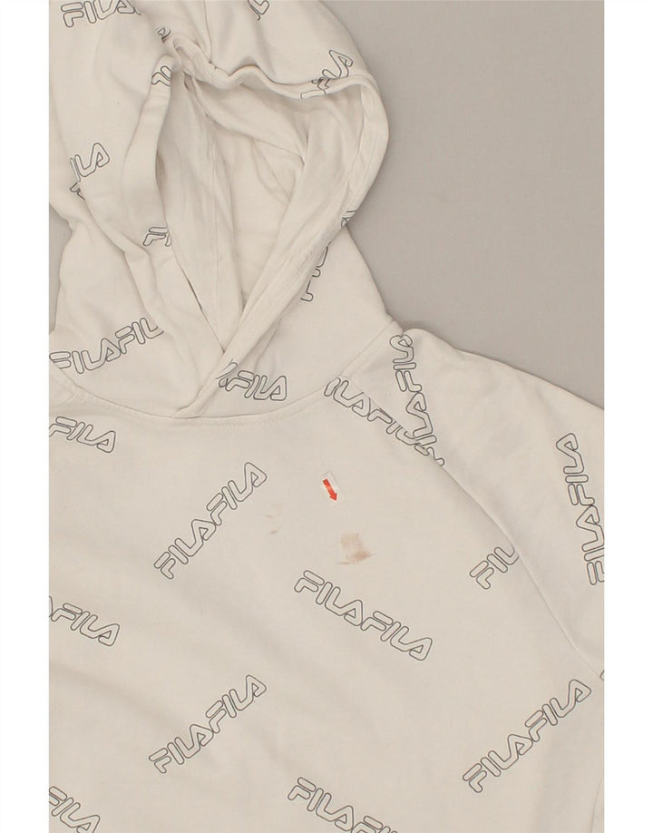 FILA Girls Graphic Hoodie Jumper 11-12 Years White Cotton Vintage Fila and Second-Hand Fila from Messina Hembry 