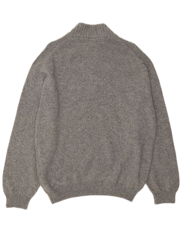 Lacoste Mens Zip Neck Jumper Sweater Size 6 XL Grey Flecked Virgin Wool