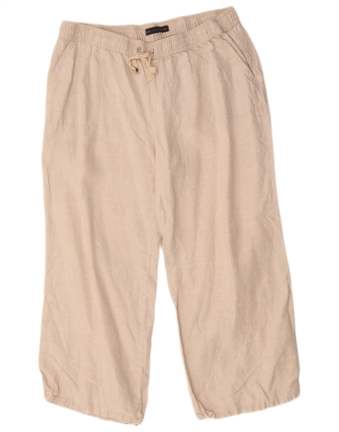 Marks & Spencer Womens Wide Leg Cropped Trousers W40 L26 Beige