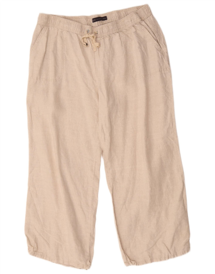 Marks & Spencer Womens Wide Leg Cropped Trousers W40 L26 Beige