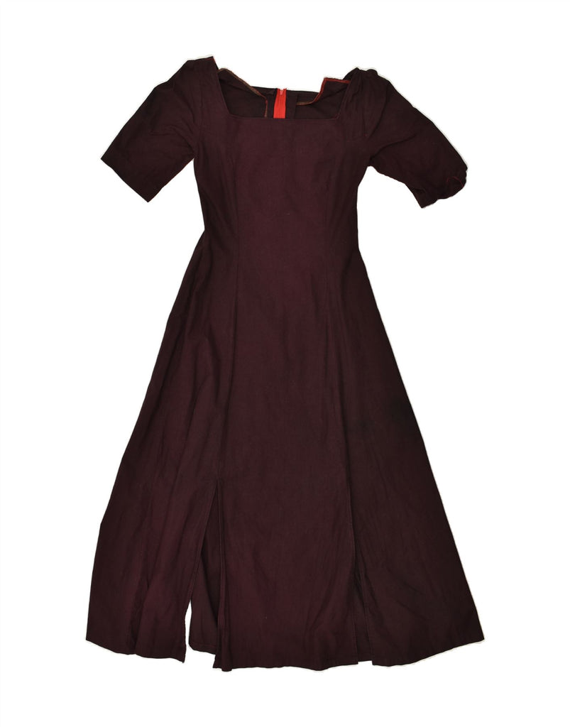 VINTAGE Womens A-Line Dress UK 4 XS Burgundy | Vintage Vintage | Thrift | Second-Hand Vintage | Used Clothing | Messina Hembry 