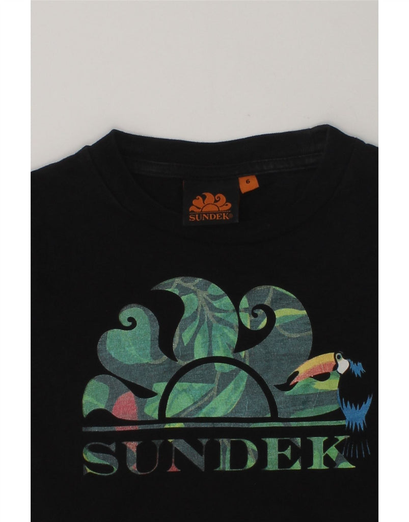 SUNDEK Boys Graphic T-Shirt Top 5-6 Years Black Cotton | Vintage Sundek | Thrift | Second-Hand Sundek | Used Clothing | Messina Hembry 