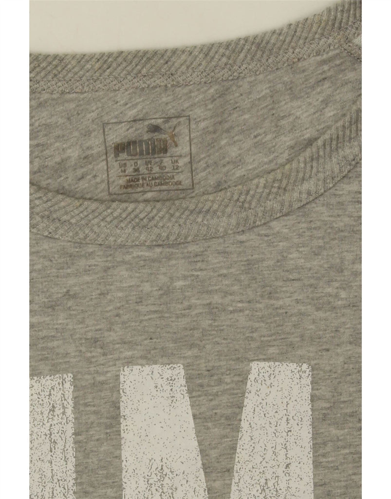 PUMA Womens Graphic Sweatshirt Jumper UK 12 Medium Grey Cotton Vintage Puma and Second-Hand Puma from Messina Hembry 