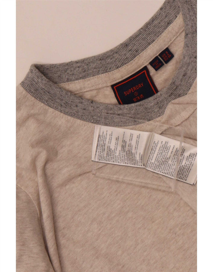 Superdry Womens T-Shirt Top UK 8 Small Grey Cotton