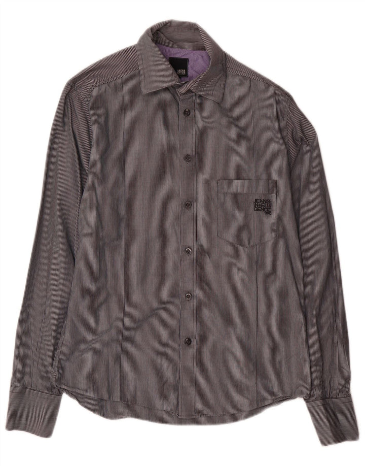 JACK & JONES Mens Shirt Small Grey Pinstripe Cotton