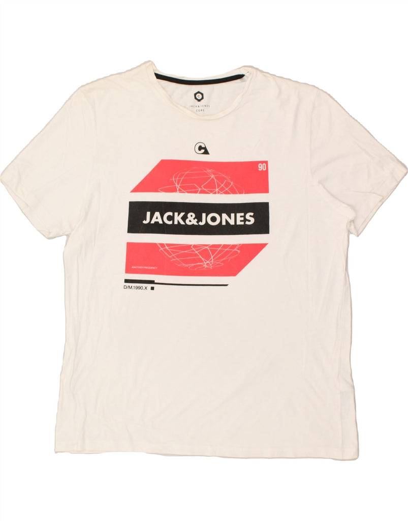 JACK & JONES Mens Graphic T-Shirt Top 2XL White Cotton | Vintage Jack & Jones | Thrift | Second-Hand Jack & Jones | Used Clothing | Messina Hembry 