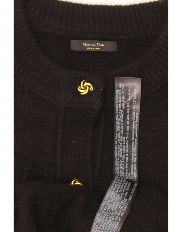 Massimo Dutti Womens Cardigan Sweater UK 12 Medium Black Wool